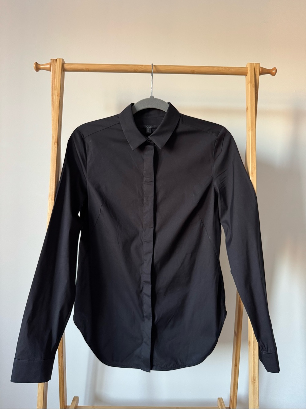 COS Black Long-Sleeve Button-Down Shirt